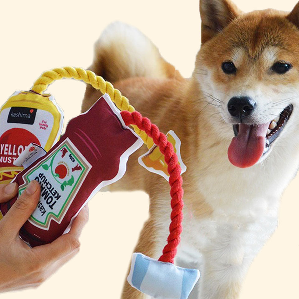 Ketchup Mustard Paste Tube Rope Toy