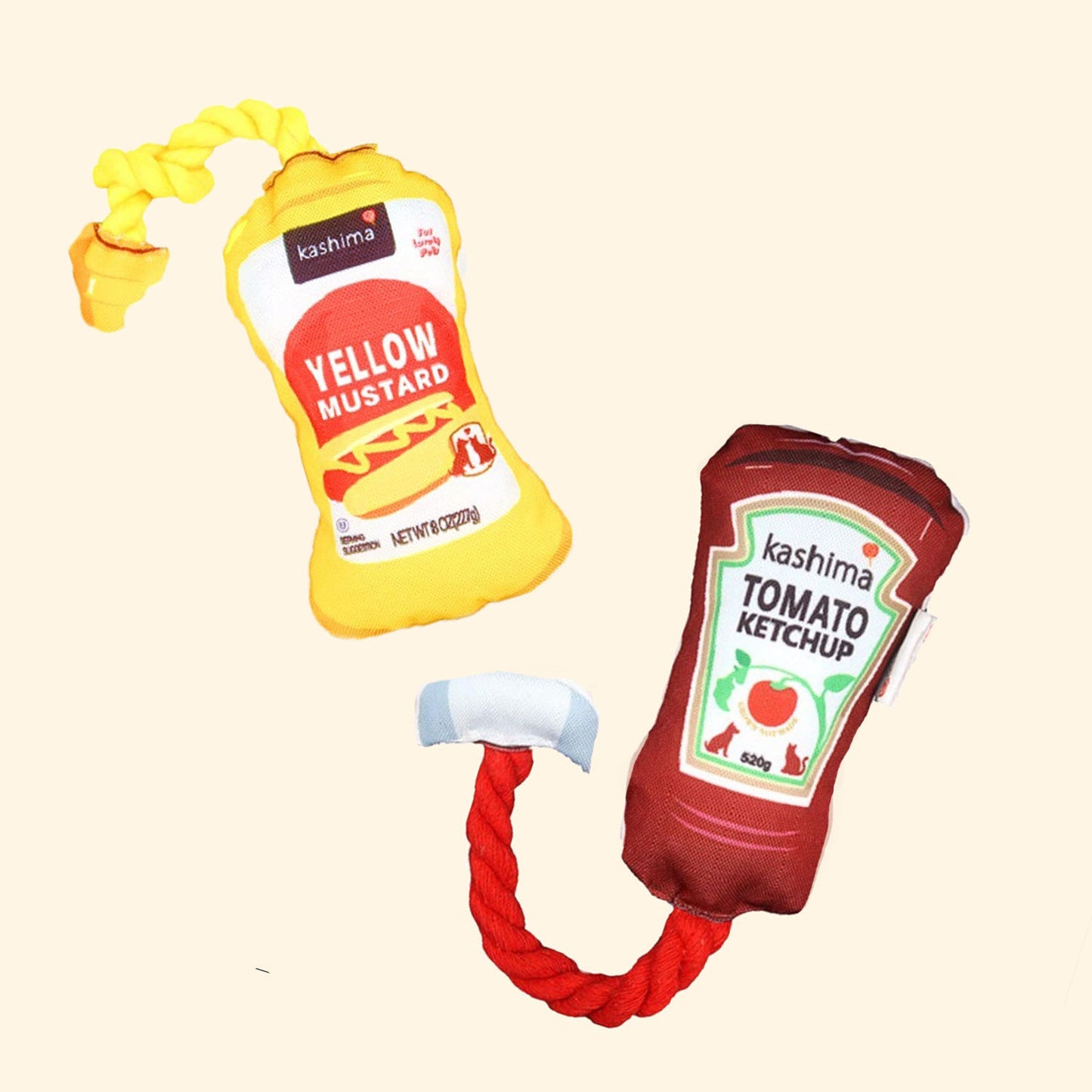 Ketchup Mustard Paste Tube Rope Toy